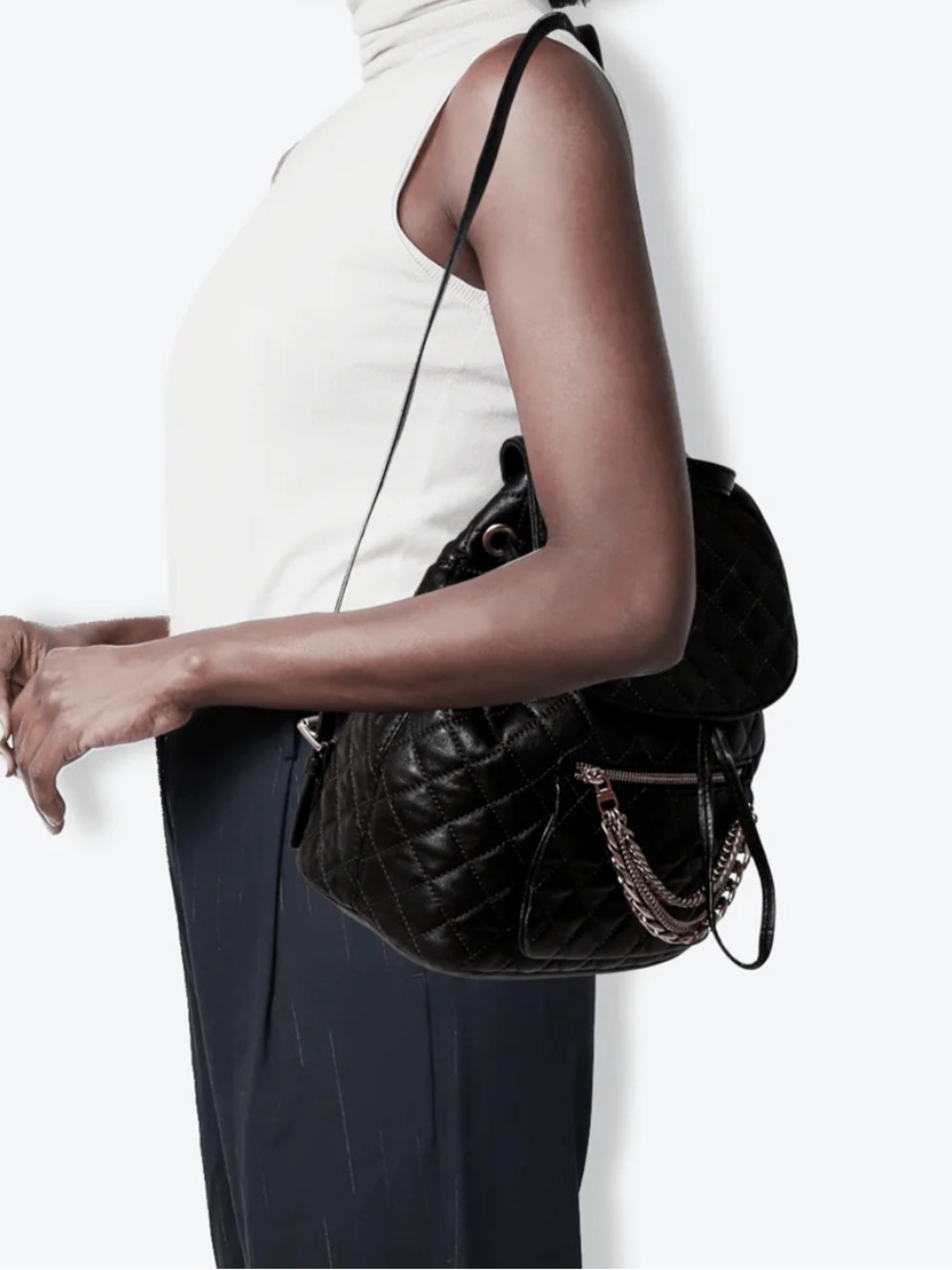 Michael Kors Cheyenne Quilted Drawstring Leather Backpack - Picture 2 of 14